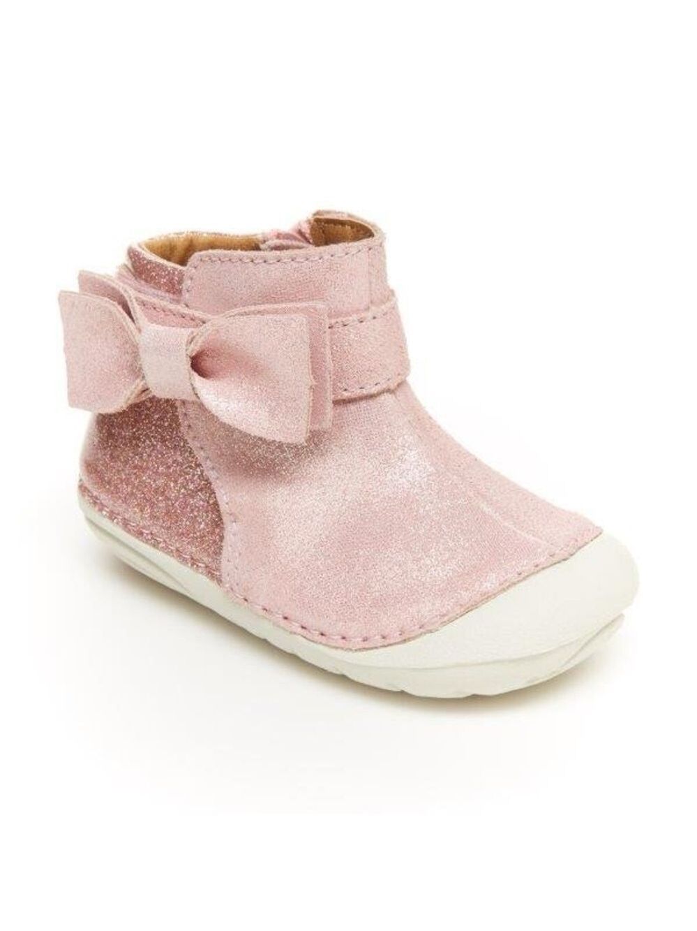 Size 4.5 Baby Stride Rite Glittery Pink Baby Booties